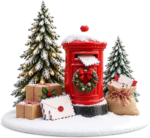 Boîte aux lettres et courrier de Noël