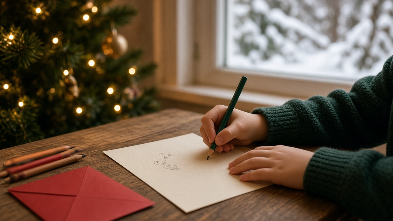 Un enfant écrit une lettre