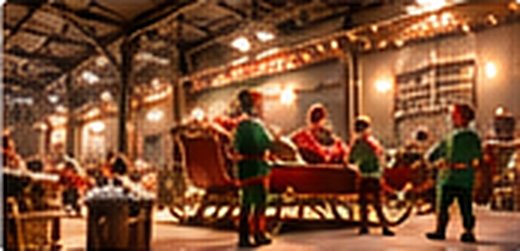 Les lutins préparent un traîneau dans le hangar
