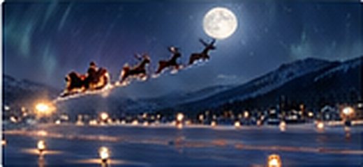 Le traîneau du Père Noël s’envole devant la pleine lune