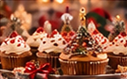 Des cupcakes de Noël et un sapin en biscuits