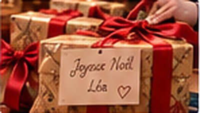 Un cadeau avec l’étiquette « Joyeux Noël Léa »