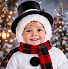 Enfant déguisé en bonhomme de neige