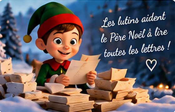 Un lutin au milieu des lettres : Les lutins aident le Père Noël à lire toutes les lettres !