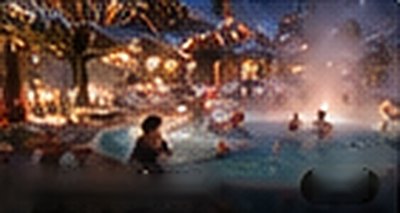 Le jacuzzi fumant sous la neige