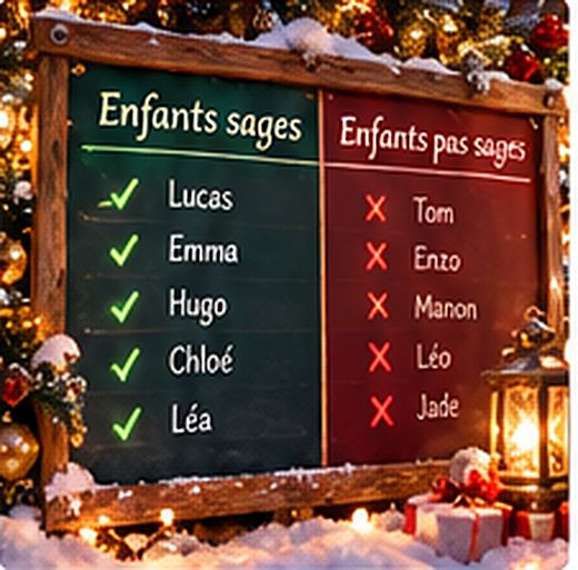 Le tableau des enfants sages et pas sages