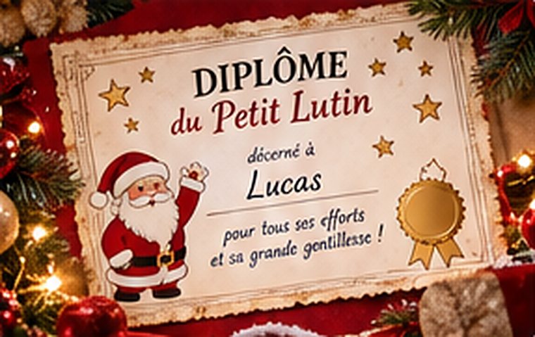Diplôme du Petit Lutin décerné à Lucas