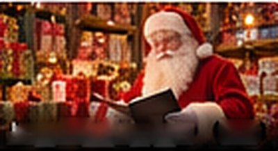 Le Père Noël vérifie la liste des cadeaux