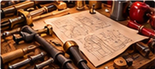Des plans de traîneau et des outils sur l’établi des lutins
