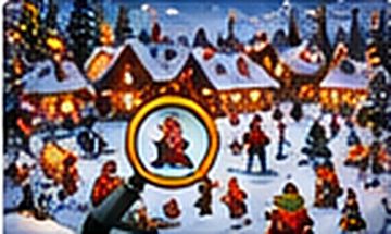 Scène de village à explorer avec une loupe