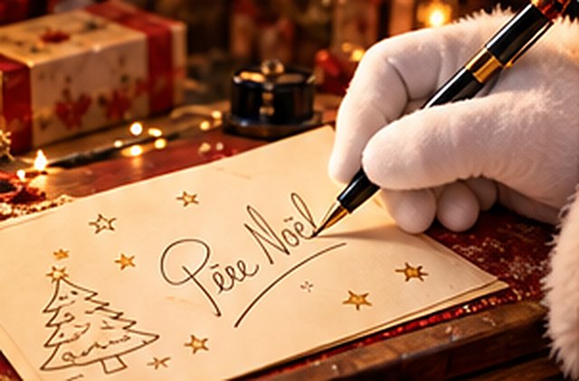 Le Père Noël signe un autographe à la plume