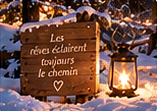 Un panneau en bois : « Les rêves éclairent toujours le chemin »