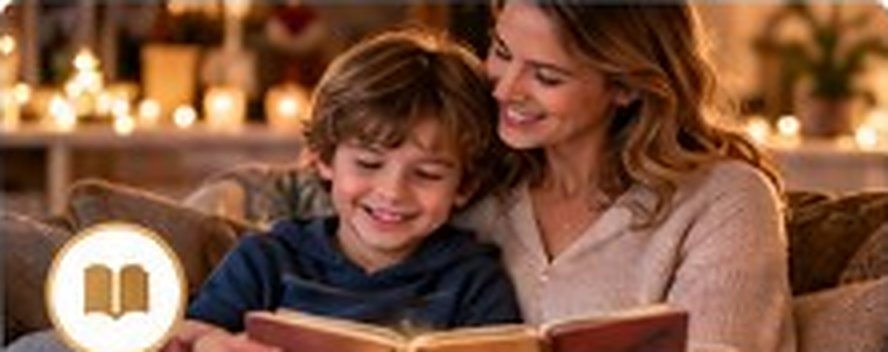 Une maman et son fils lisent un livre ensemble sur le canapé