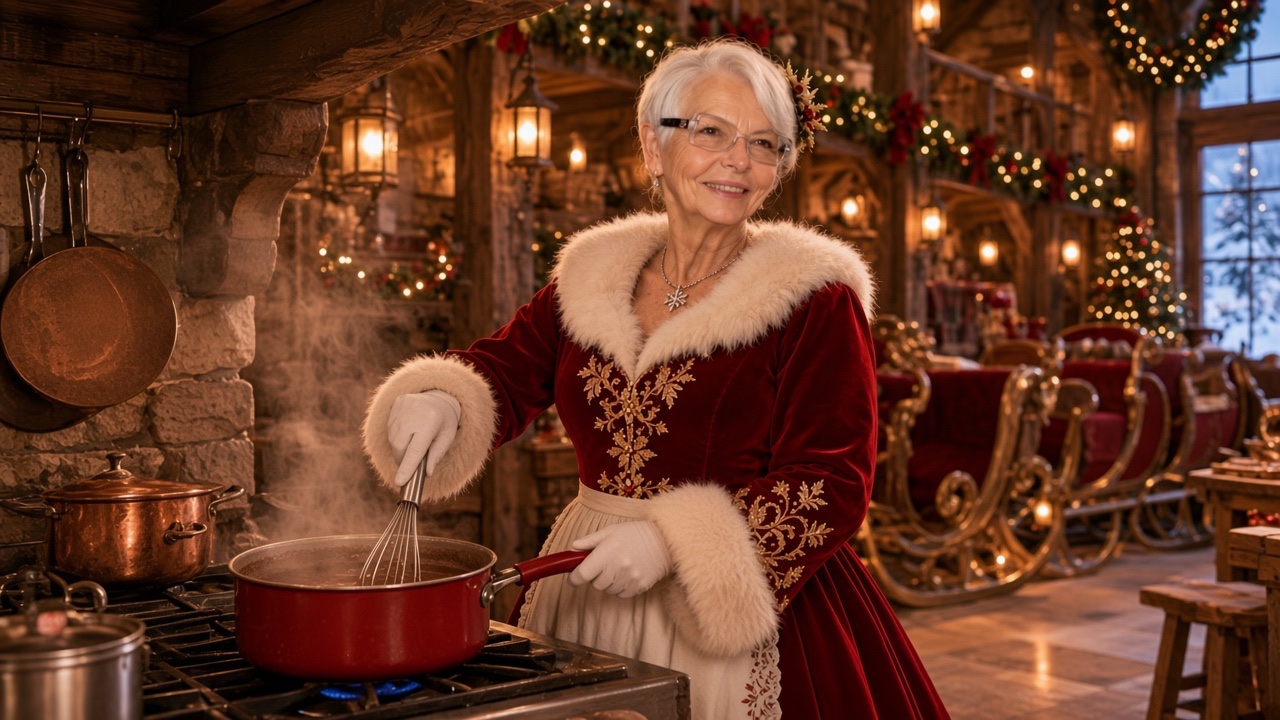 Chocolat chaud onctueux, préparé par la Mère Noël