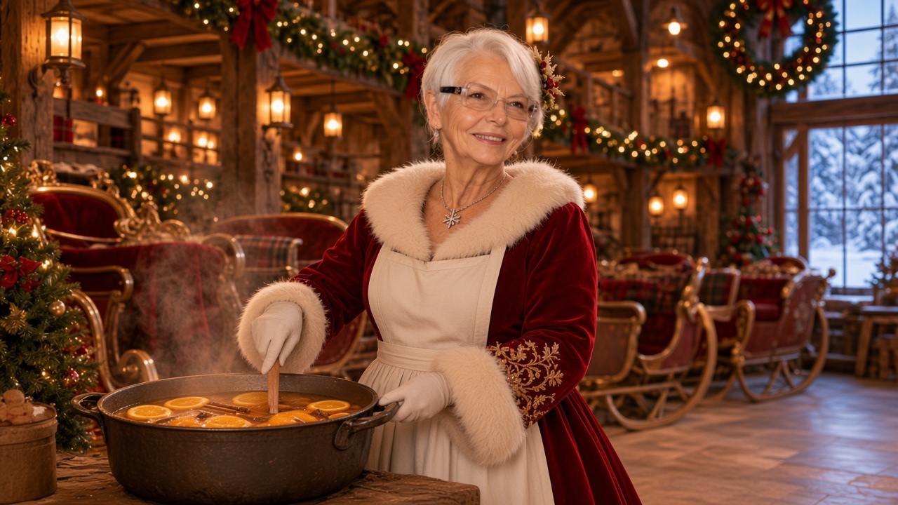 Jus de pomme épicé, préparé par la Mère Noël
