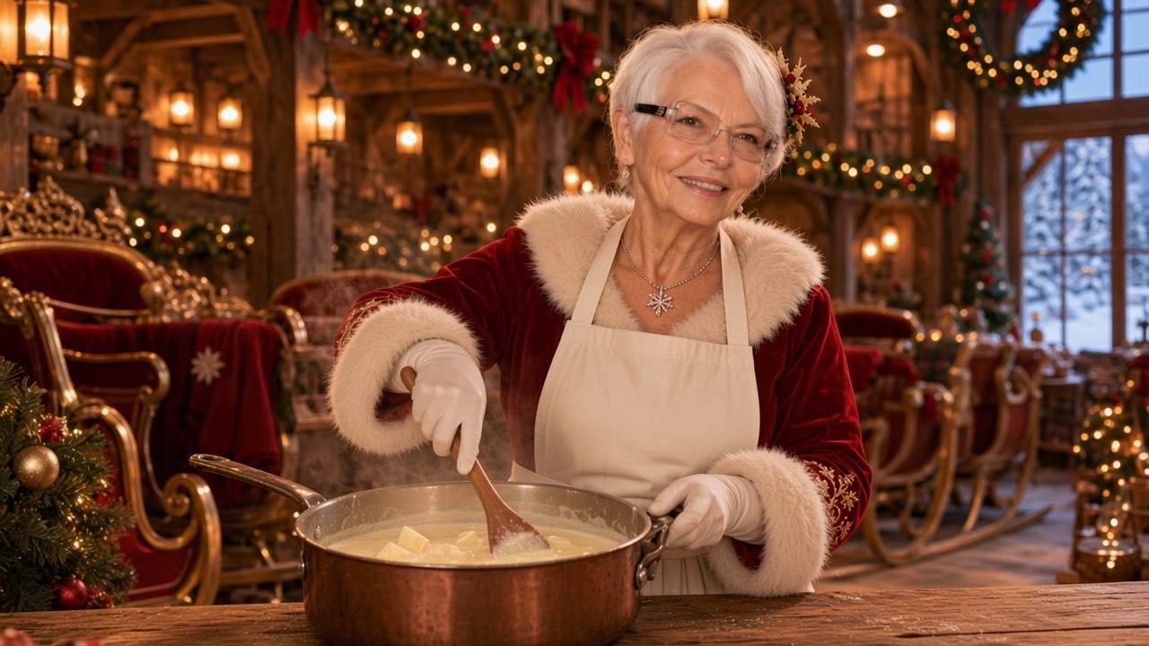 Chocolat blanc à la vanille, préparé par la Mère Noël