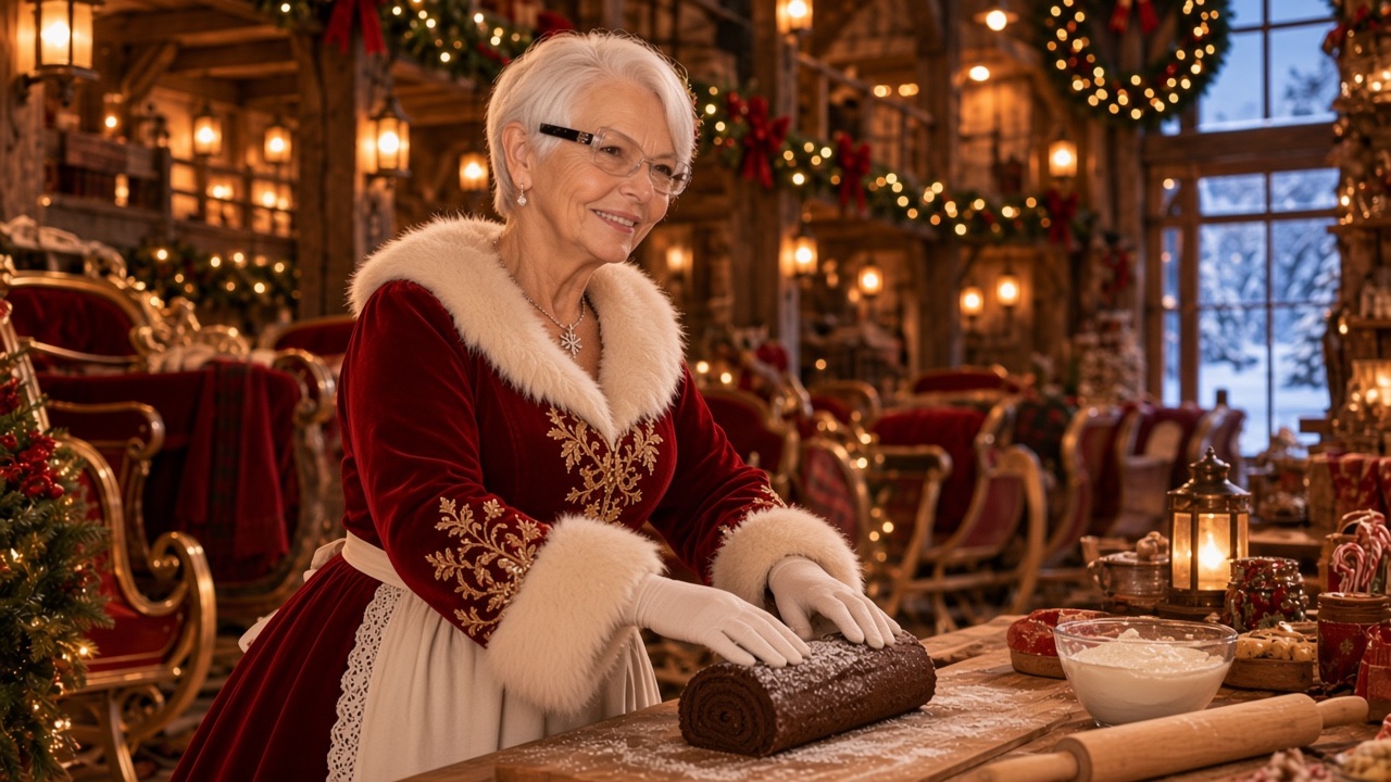 Bûche au chocolat, préparé par la Mère Noël