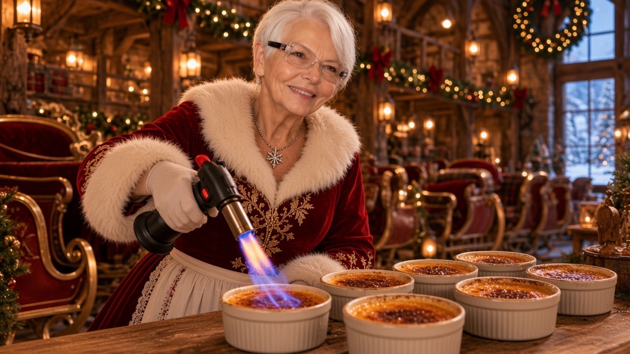 Crème brûlée à la vanille, préparé par la Mère Noël