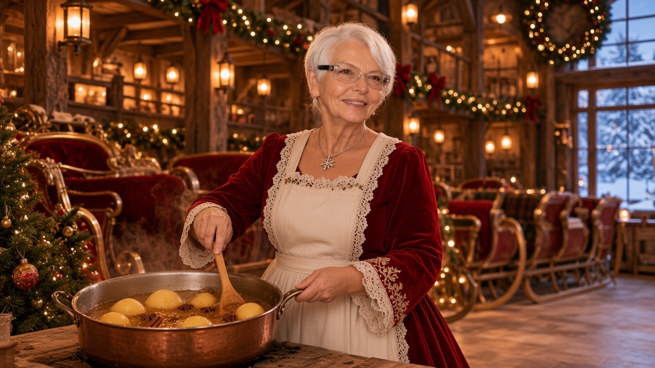 Poires au jus épicé, préparé par la Mère Noël