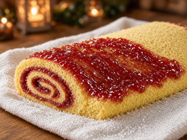 Garnir, Gâteau roulé à la confiture