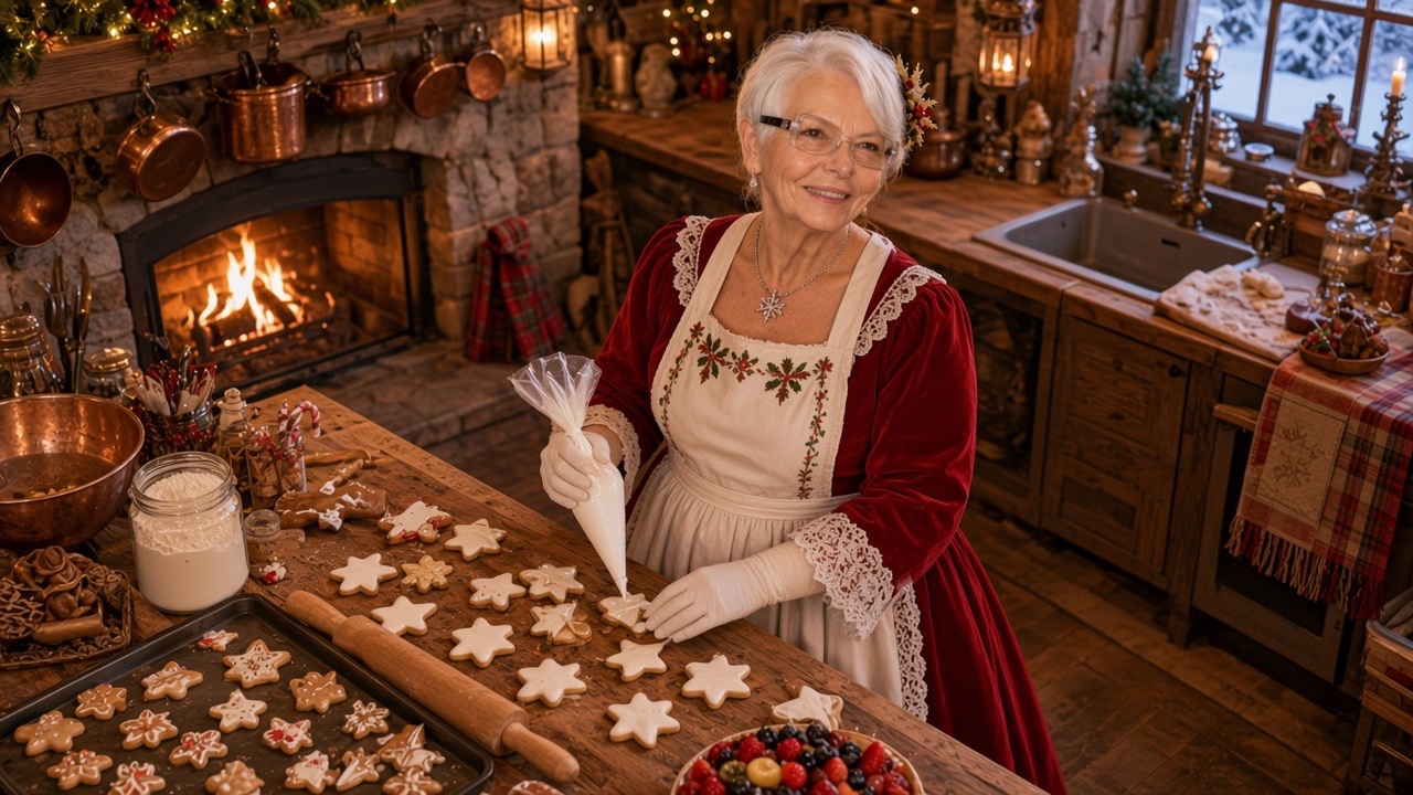 Biscuits étoiles glacées, préparé par la Mère Noël