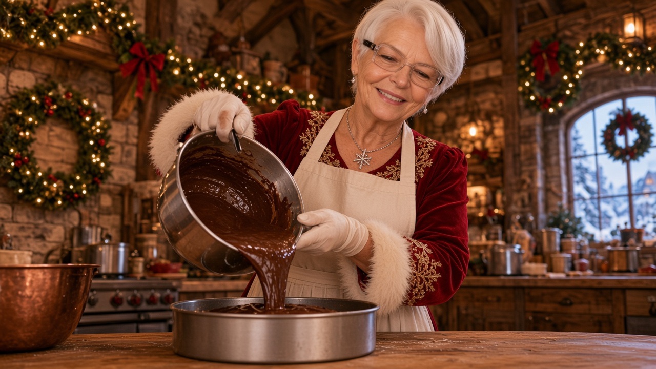 Gâteau au chocolat, préparé par la Mère Noël
