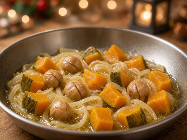 Faire revenir, Velouté de potimarron aux châtaignes