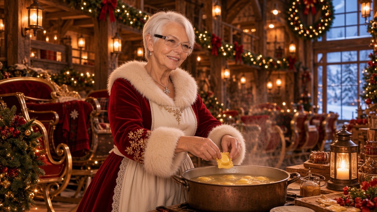 Bouillon de ravioles, préparé par la Mère Noël