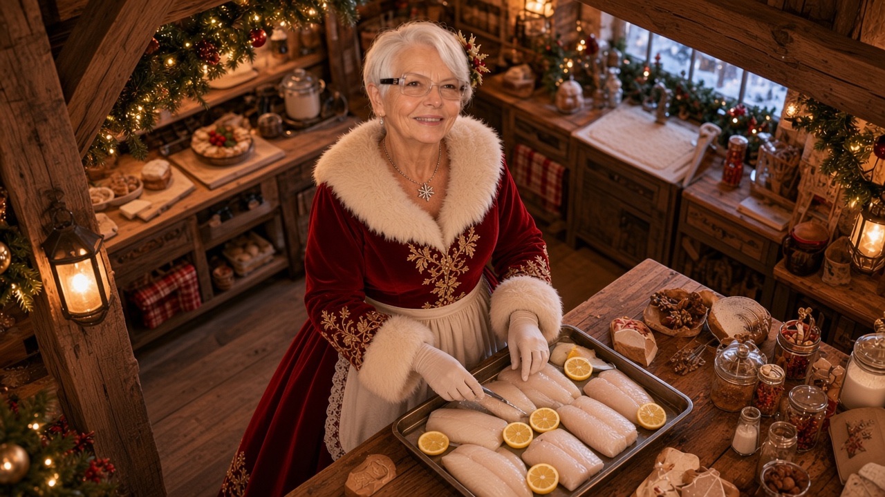 Cabillaud rôti au citron, préparé par la Mère Noël