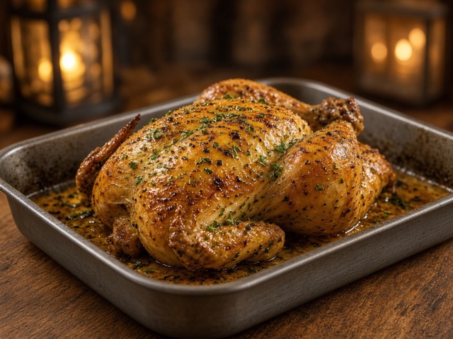 Reposer, Poulet rôti aux herbes