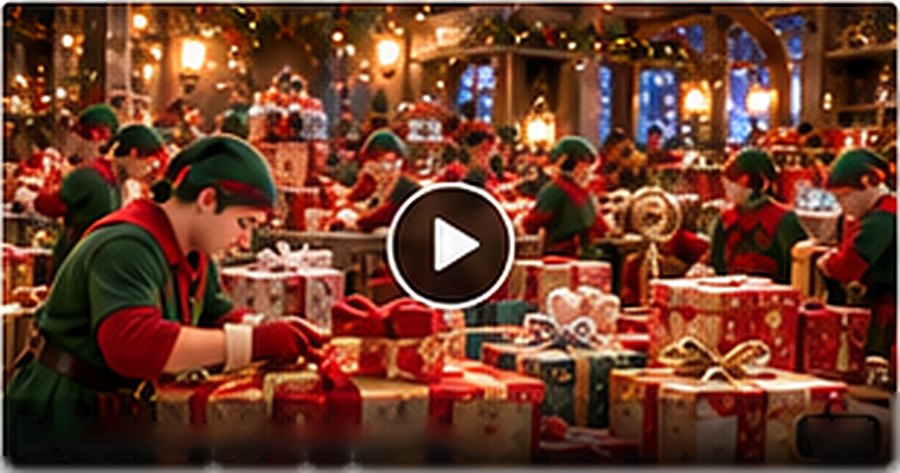 Des lutins emballent des cadeaux dans l’usine