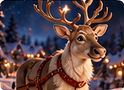 Un renne du Père Noël dans la neige