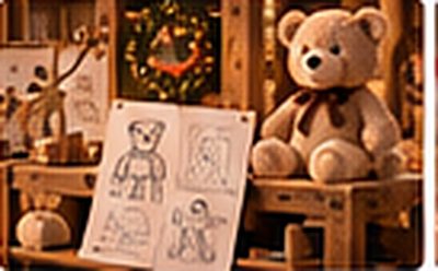 Un ours en peluche et ses croquis