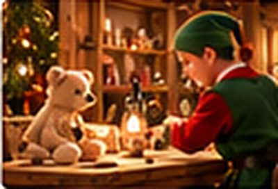 Un lutin termine un ours en peluche