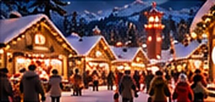 Les chalets enneigés de la place