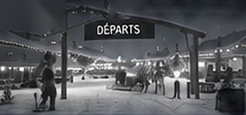 L'aéroport des traineaux et son panneau Départs