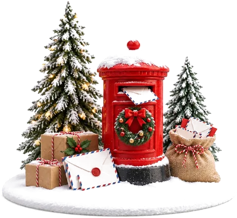 Boîte aux lettres et courrier de Noël